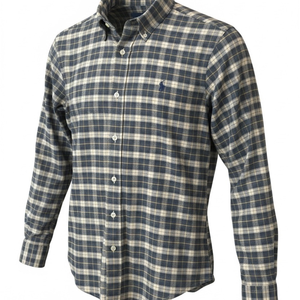Ralph Lauren Oxford Shirt in Tan/ Green/Navy Plaid Small Custom Fit